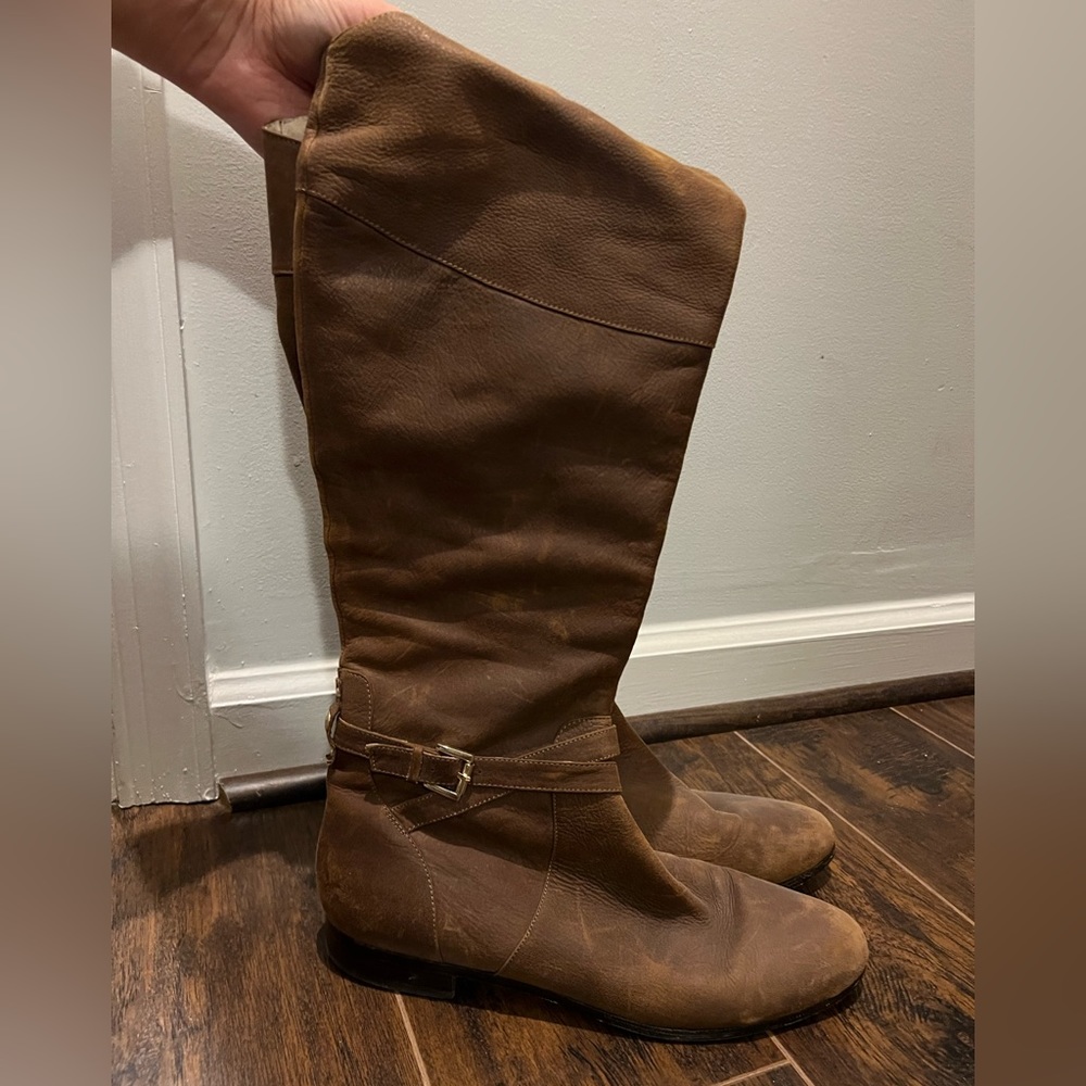 All leather tall rider boots